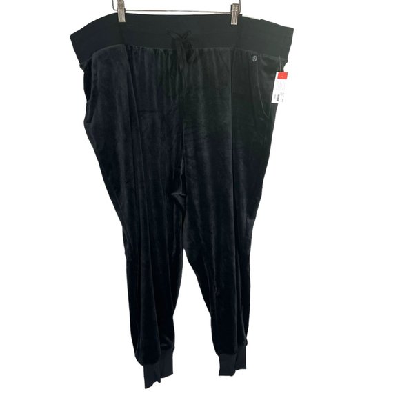 Livi Active Pants - NWT LIVI Black Velour High Rise Pull On Jogger Pants 26 28
